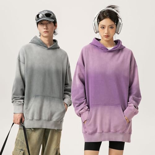 Mens Cotton Oversized Hoodies Streetwear Vintage Unisex Acid Wash Sweatshirt Heavyweight Sports Pullover3