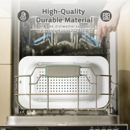 Komzon Extendable Colander Strainer Over The Sink, Retractable Kitchen Sink Basket To Wash Vegetables And Fruits, Food Strainers To Drain Pasta And Dry Dishes, Plastic Colanders For Sink White #TOP4