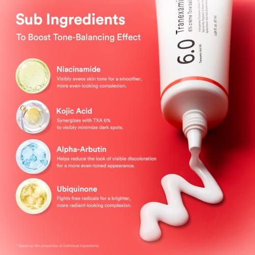 Image of Abib Tranexamic Acid 6% Cream Tone Balancing tube - TXA, Alpha-Arbutin Dark Spot Corrector for Face with Hyperpigmentation & Uneven Skin Tone, Korean Skincare, 1.69 fl oz