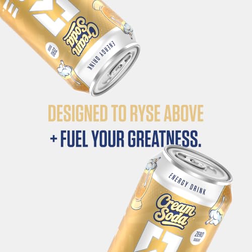 Image of RYSE Fuel Energy Drink - Cream Soda - Sugar Free - 200mg Natural Caffeine, New Formula to Supports Cognitive Health & Improves Focus - No Artificial Colors - 16 fl oz Cans (12-Pack)