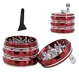 Aluminum Spice Grinder Multipurpose Metal Spice Mill with Stash Jar otable Large Grinder With Clear Top Cover red for Spice(Red)