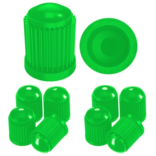 Pitlane Performance® Tapones de válvula – Pack de 10 | Tapas para válvulas de neumáticos compatibles con válvulas Schrader | para Coche, SUV, Moto, Bici, Caravana y más (Verde)