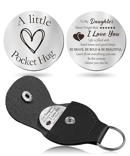CINDYHE Pocket Hug Token keychain Gifts for Men Women Him Her Dad Mom Son Daughter Brothers Sisters Teacher Boy Girl Friends (Daughter Gift)