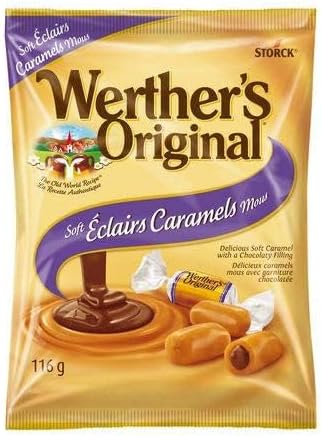Werther's Original Soft Eclairs Caramel Candies, 116g/4.1oz, (Imported from Canada)