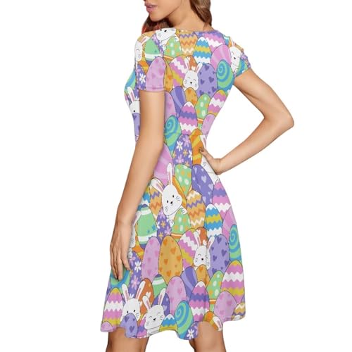 Image of Biyejit Women's Summer Casual Short Sleeve T-Shirt Swing Dress Crew Neck Plus Size S-4XL