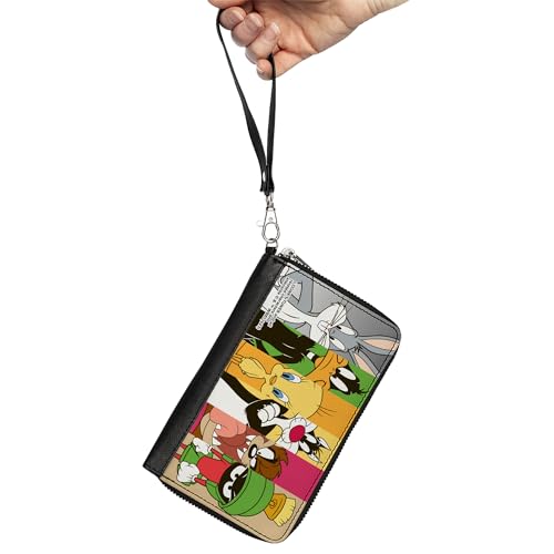 Looney Tunes Wallet, Zip Around, Looney Tunes Classic Character Blocks Multi Color, Vegan Leather2