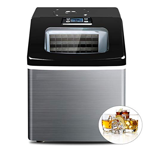 Eismaschine, Edelstahl Eismaschine Integrierte Maschine, Bereit Eiswürfel innerhalb von 12 Minuten, 25kg Eiswürfel alle 24 Stunden,