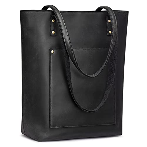 S-ZONE Women Vintage Genuine Leather Tote Bag Large Shoulder Purse Work Handbag