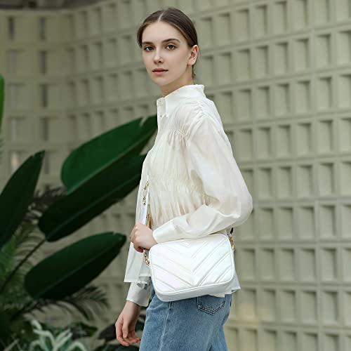 Image of Herald Quilted Small Crossbody Bag with Coin Pouch for Women | Lightweight, Vegan Leather, Trendy Style, Detachable Mini Pouch, 2 Size Cross Body Handbags with Wide Strap for Daily Travel