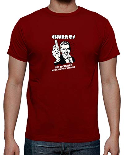 latostadora - Camiseta Put A Churro para Hombre Rojo M