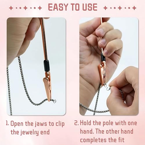 Image of Hian Jewelry Fastener Helper for Bracelets, Necklaces & Watches - One-Hand Clasp Holding Tool, Tangle-Free Closure Support for Fine & Fashion Jewelry - Stainless Steel Copper Color (Pack of 1)