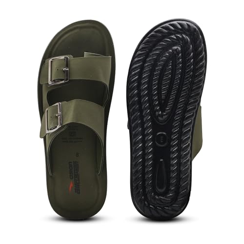 Image of ASIAN 2808 Cushion Men's Slippers | Dual Buckle Adjustable Upper, Soft Cushioning Tech, Comfortable Slippers with Anti-Slip Outsole