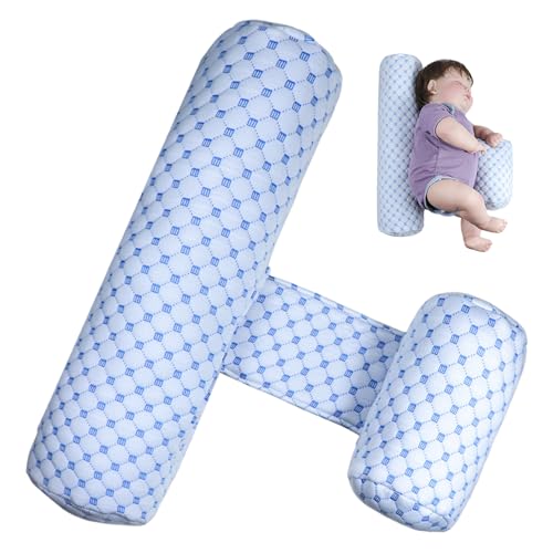 Cuscino a cuneo regolabile per neonati, cuneo traspirante antirollio per chi dorme sul lato, cuscino reflusso lavabile rimovibile per neonati (Blu)