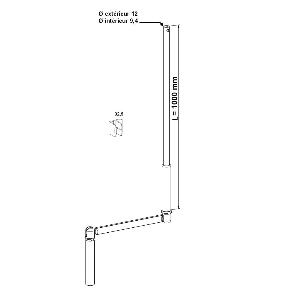 Manivelle blanche de volet roulant 1300 mm Ø 12 mm