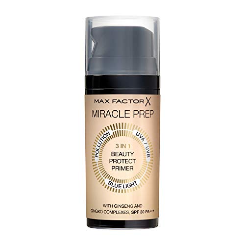 Max Factor Miracle Prep 3in1 Beauty Protect Primer, mit LSF und schützt vor UVA/UVB Strahlen, 30 ml Cover