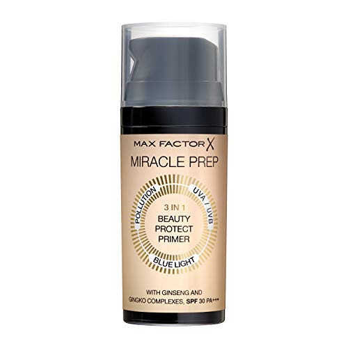 Max Factor Miracle Prep 3in1 Beauty Protect Primer, mit LSF und schützt vor UVA/UVB Strahlen, 30 ml