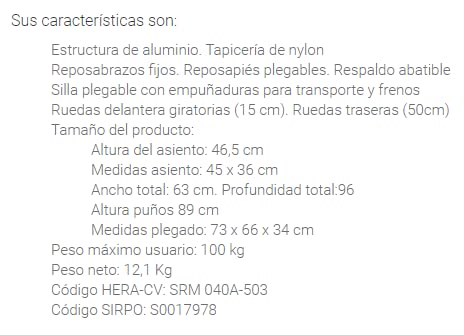 Silla de ruedas de aluminio autopropulsable | R. 2237