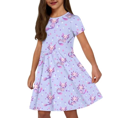Image of Short Sleeve Dress for Girls with Pockets Cute Toddler Girl Clothes Summer 2-12