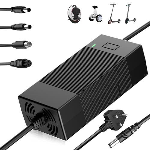 Electric Scooter Charger with 4 Connectors, 42V/3A Hoverboard Charger for 36V Battery, for Electric Scooters, Mobility Scooters, Drift Boards, Xiaomi M365/Pro 2 and Unicycles, etc