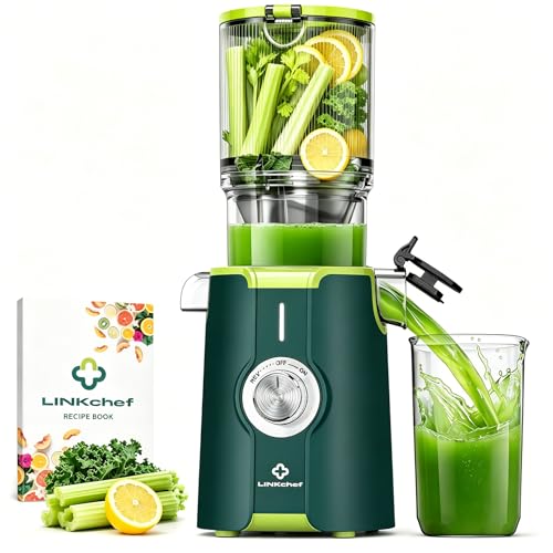 LINKChef Cold Press Juicer Machine, 4.53" Whole Fruit Slow Masticating