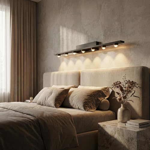 Image of Modern Mirror Light with 7 LED Heads | 3 Color LED Wall Light for Bathroom & Living Room | Metal Wall Mount Vanity Light Fixture for Home Decoration | Indoor Use Only