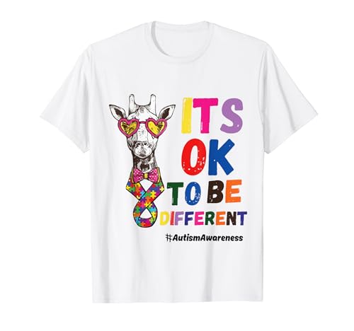 Conciencia sobre el autismo Lindo animal jirafa está bien ser diferente Camiseta
