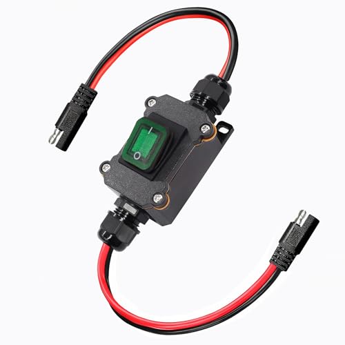 DC 12V Inline Power Toggle Switch 12AWG ON/Off Switch,Green Light