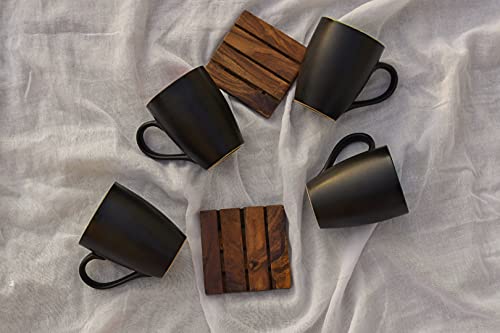 Image of Pure Black Coffee Mugs, 250 ML, Handmade Microwave Safe Ceramic Mugs (1, Pure Black)