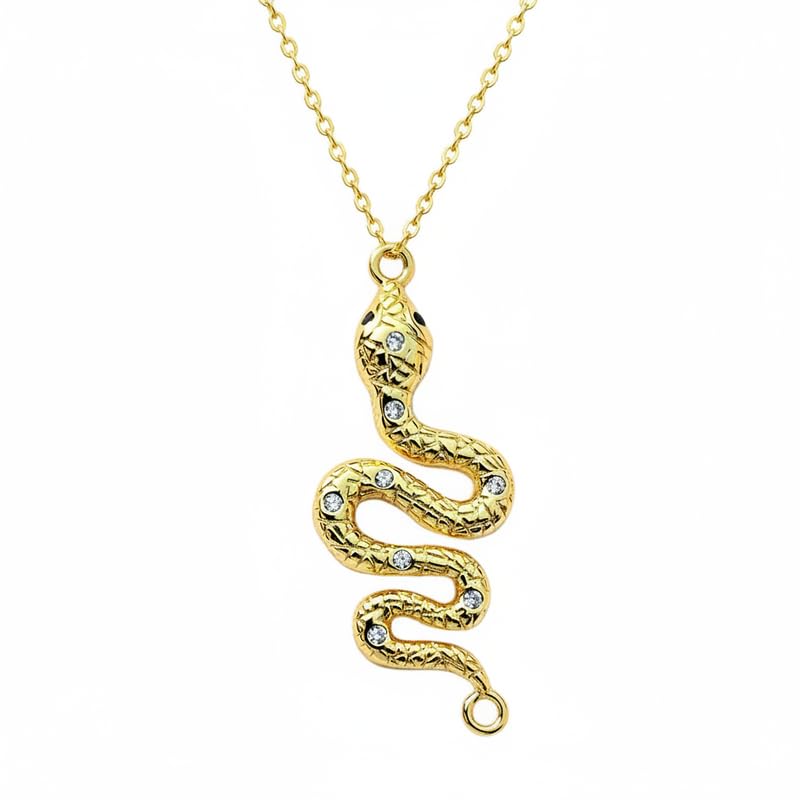 Collier pendentif serpent argent 925 plaqué or et zircone cubique LKBEADS