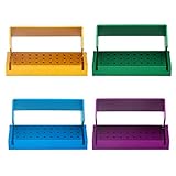 ANNWAH Diamond Burs Holder 4 pcs 30 Holes - Disinfection Opening Box Dental Lab Aluminum Bur Case（Random Color）