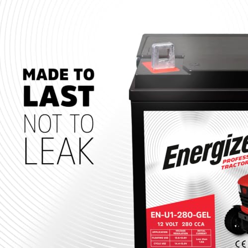 Image of Energizer EN-U1-280-GEL, 12 Volt 280 CCA, Long Lasting Sealed Lead Acid AGM Rechargeable Battery Ideal for Use in Tractors, Lawn Mowers, and More
