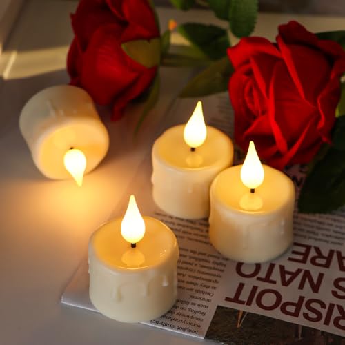 Image of Rechargeable Tea Lights with Remote and Timer, 6pcs Flameless Candles LED Flickering with Charging Base and USB Cable, Electric Votive Tealights Warm White