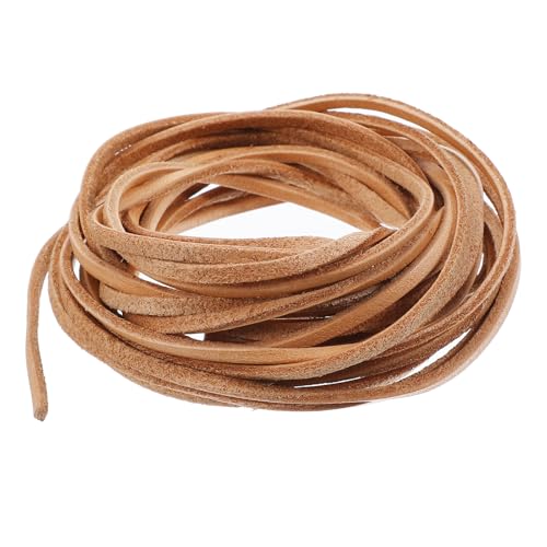 Nogeqi Lederband 3mm x 5 m Lederriemen Meterware Echtes Leder Lederband für Ketten, Braun Lederbänder, Flache Lederschnur Lederschnürsenkel Basteln für DIY Halskette Armband Schmuck