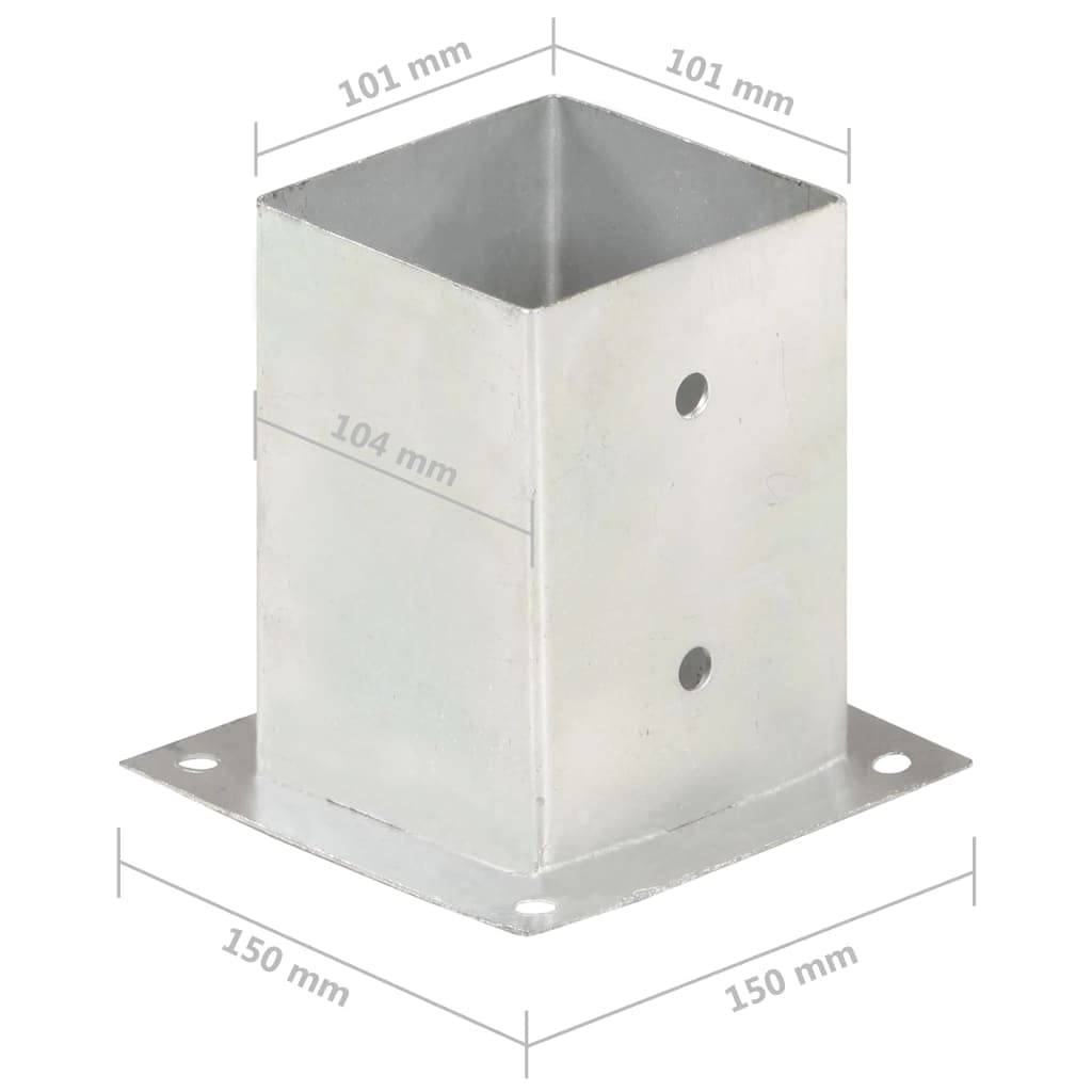 Anclaje de postes de metal galvanizado de 101 mm, 4 unidades, soportes estables para fijación de postes de vallas, madera, metal y WPC para terraza, jardín, balcón y sauce