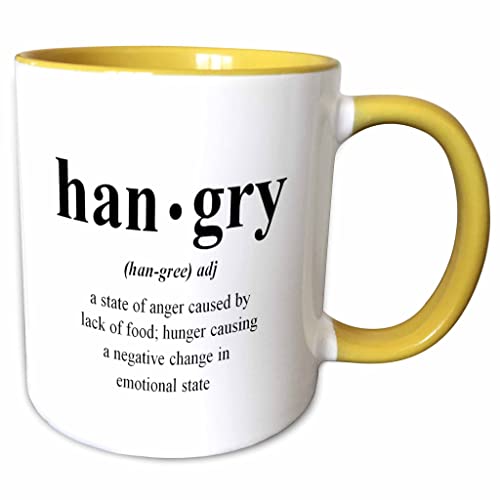 3dRose Hangry State of Anger Caused by Lack 11oz Two-Tone Yellow Mug