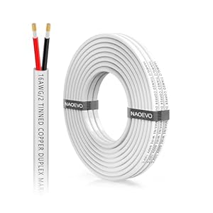 NAOEVO 16 Gauge Marine Wire Duplex Marine Grade Wire, 16 AWG Wire Stranded PVC Boat Electrical Wire, Waterproof/Corrosion Resistant/Tinned Copper 16/2 Wire for Boat/Automotive/RV/Solar (15FT-4.5M)