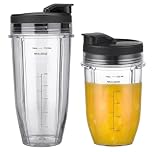 2 Pack Blender Cups for Ninja Auto-iQ BN495UK BN750UK BN800UK CB100UK CB350UK TB301UK TB401UK, Nutri Ninja Blenders Single-Serve Cup Replacement 530ml & 710ml with Flip Top Lids