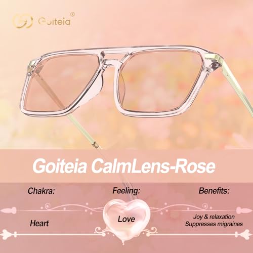 Image of Goiteia FL-Rose Migraine Glasses,Blocks 480-520 nm Light, Light Sensitivity Glasses for Fluorescent LED Glare,Photophobia