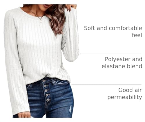 Image of Dokotoo Womens Tops Long Sleeve Lightweight Shirts 2026 Spring Fashion Clothing Trendy Tops Crewneck Knit Basic Tee