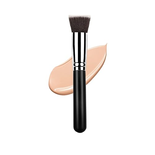 Brocha de base plana Kabuki, herramienta cosmética suave de alta calidad, color negro
