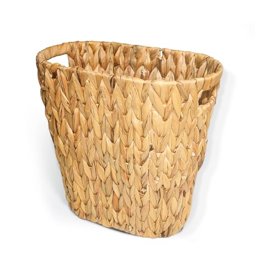 Image of Handwoven Wicker Trash Can,Ideal Built-in Handle Wicker Waste Basket for Bathroom,Bedroom, Office,Bohemian Decorative Wickers Trash Can，- 5 Gallon