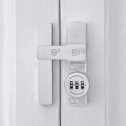 Image of INIRET 2 Packs Silvery 180 Degree Barn Door Lock,Mechanical Password Lock,Flip Latch with Combination,3 Digit Password Keyless,Protect Privacy,for Cabinets,Windows,Garden,Bathroom,and Sliding Door