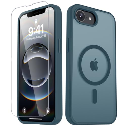 Image of for iPhone 17e Case, iPhone 16e Case, Matte Magnetic Phone Cover [with 1 Screen Protector] [Support for MagSafe] [Shockproof Military Grade Protection] Translucent Frosted Back, Lavender Gray