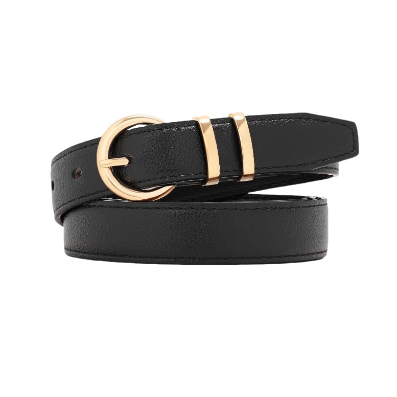 Solid Pin Buckle Skinny Leather Waist Belt for Women's Dresses, Jeans and Pants2