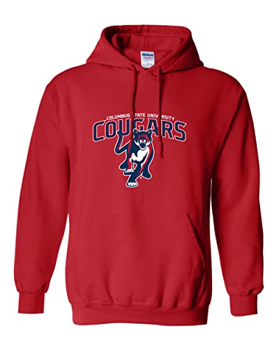 CreateMyTee | Columbus State University Cougars Red Hooded Sweatshirt