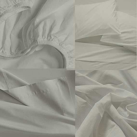 Miniatura 4 de Juego de sábanas divididas tamaño King (5 piezas) de 400 hilos, 100% algodón dividido para camas ajustables, sábanas súper suaves, se adapta a
