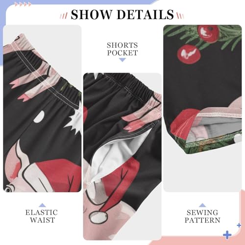 Christmas Pig Berry Boys Long Pants Soft Trousers Elastic Waist Kids Lounge Bottoms with Pockets S-XL4