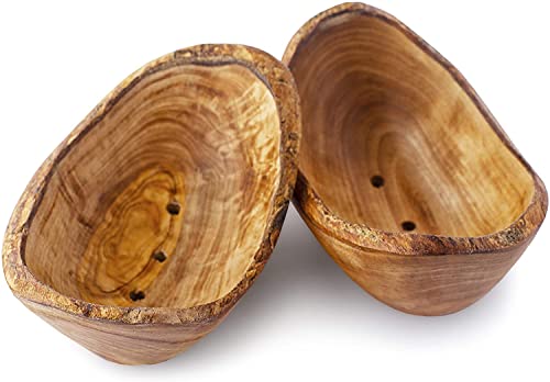 Product Image of the Forest Decor Wooden Soap Dish for Bar Soap - Set of 2 - Wood Soap Holder for Shower - Eco Friendly Natural Wooden Soap Case - Handmade Soap Saver Tray with Drain - Home & Bathroom Accessories - Oval