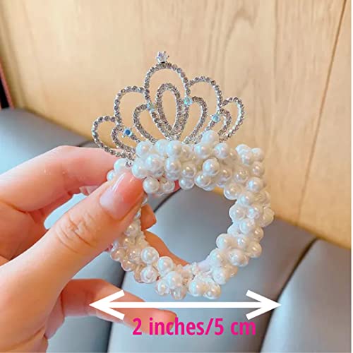 New Pearl Hair Ties Fashion For All Hair Types Elastic Beaded Hair Bands With Crown Scrunchies For Women And Girls (Single Color A) #TOP1