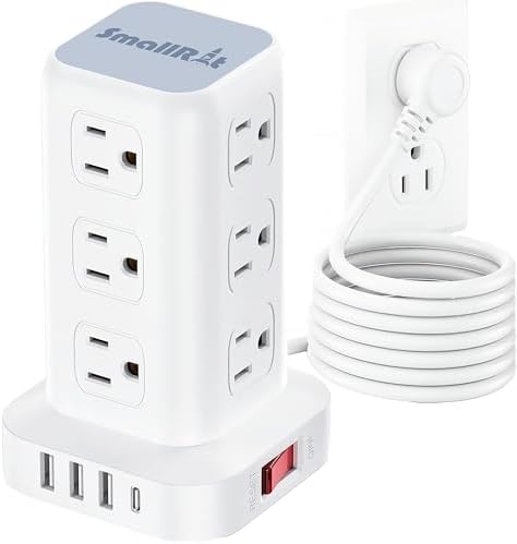 Tower Surge Protector Power Strip with USB 12 Outlets with 4 USB Ports (1 USB C), 10FT Extension Cord Multi Plug Outlet Extender Overload Protection for Home Office Tower Surge Protector Power Strip with USB 12 Outlets with 4 USB Ports (1 USB C), 10FT Extension Cord Multi Plug Outlet Extender Overload Protection for Home Office